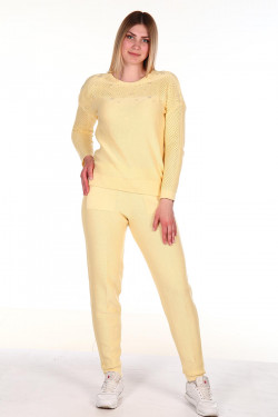 Костюмы-107-Костюм женский кофта брюки желтый - фото 2