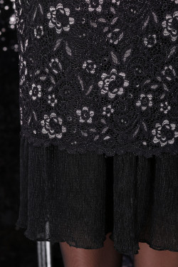 Платья-73-11063 бежевые цветочки на черном. - фото 2