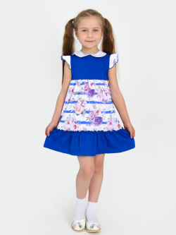 Платье-108-"Аурелия-1" с шелкографией Синий - фото 1