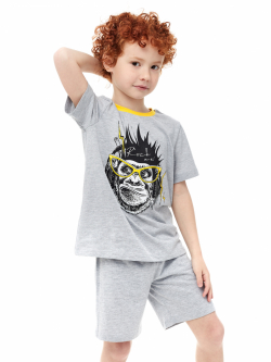 Пижама-108-Комплект для мальчика  Меланжево-серый - фото 1