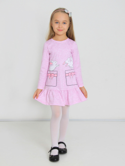 Платье-108-"Нинель-3" с шелкографией  Розовый - фото 1
