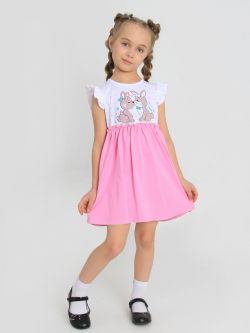 Платье-108-"Хлоя-5" с шелкографией Розовый - фото 1