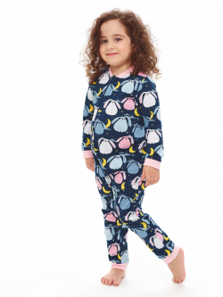 Пижама-108-Пижама детская для девочки (комбинезон)  Тёмно-синий - фото 1