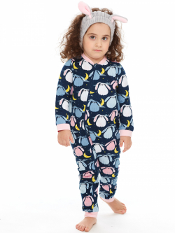Пижама-108-Пижама детская для девочки (комбинезон)  Тёмно-синий - фото 2