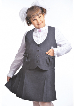Комплект-108-Костюм для девочки (жилет+юбка) Серый - фото 1
