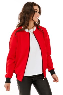 Куртка-126-Бомбер на молнии из трикотажа (ярко красный) Б2255 - фото 4