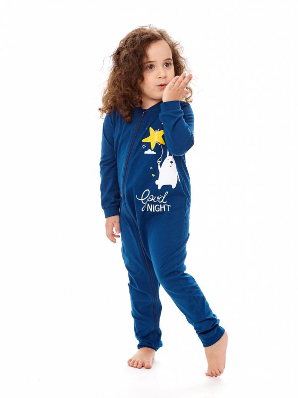 Пижама-108-Пижама детская для девочки (комбинезон)  Синий - фото 1