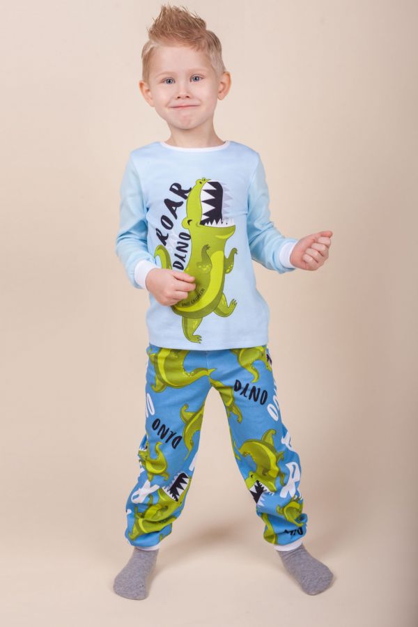 Пижама-108-"Happy Dino"  Голубой - фото 1