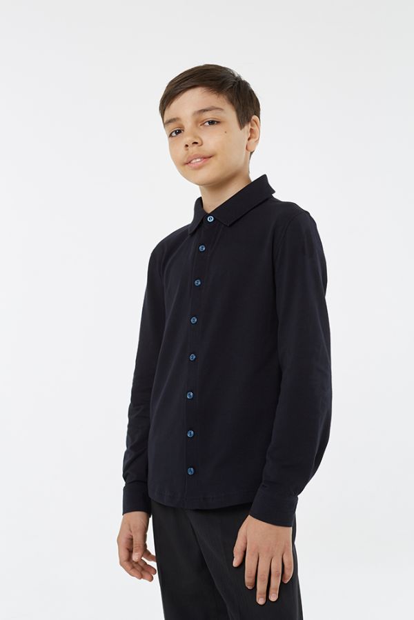 Рубашка-108-Рубашка для мальчика  Синий - фото 1