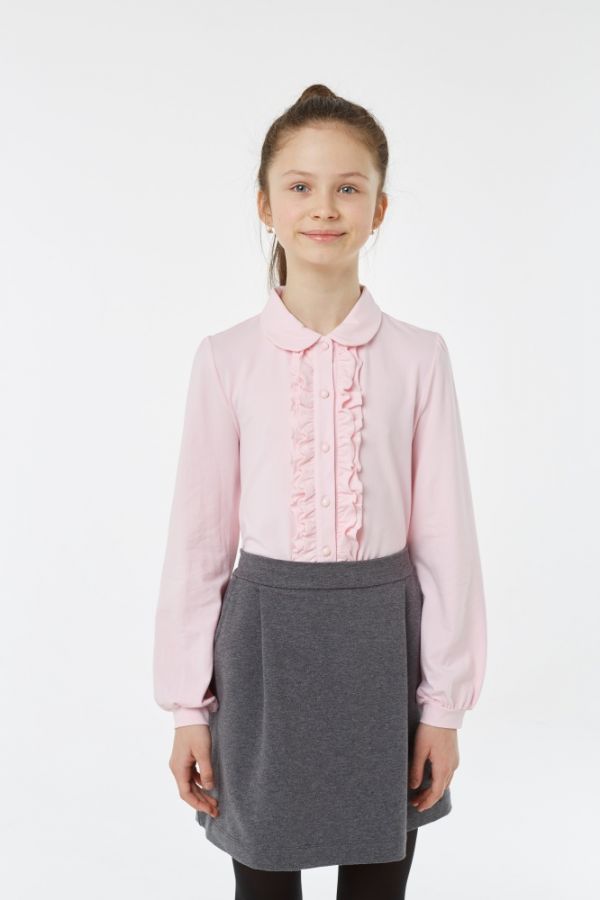 Блуза-108-Блузка для девочки  Розовый - фото 1